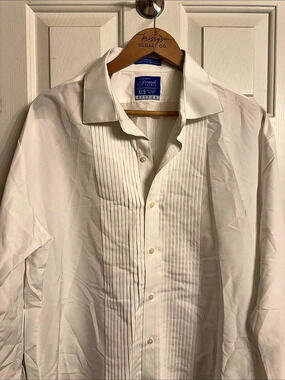 Formal Shirts Men's Pleated Front Dress Shirt XL White